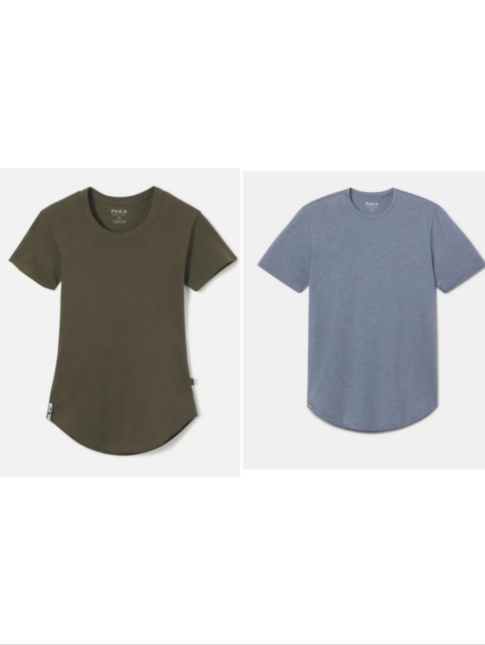 Paka Essential Tee Two Shirt Bundle Blue Olive Green Pima Alpaca Blend Small